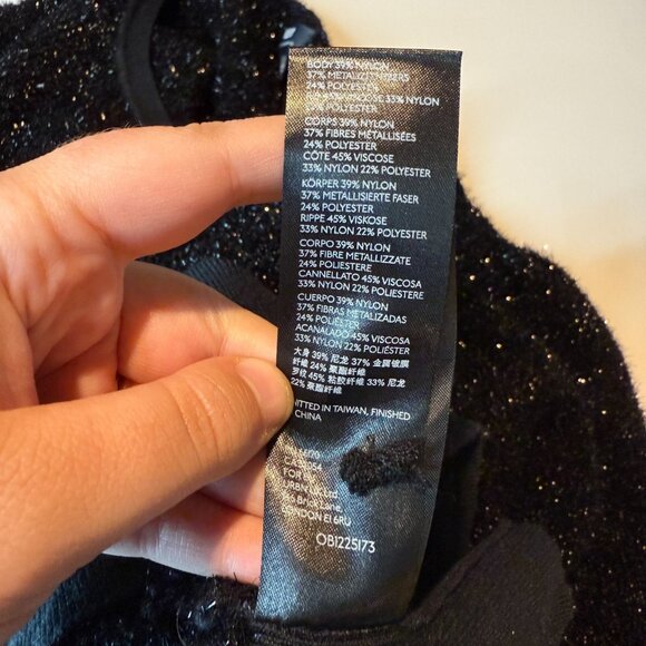 Maeve Anthropologie Women M Pamela Tinsel Sweater Black Shiny Holiday Festive - Picture 6 of 9